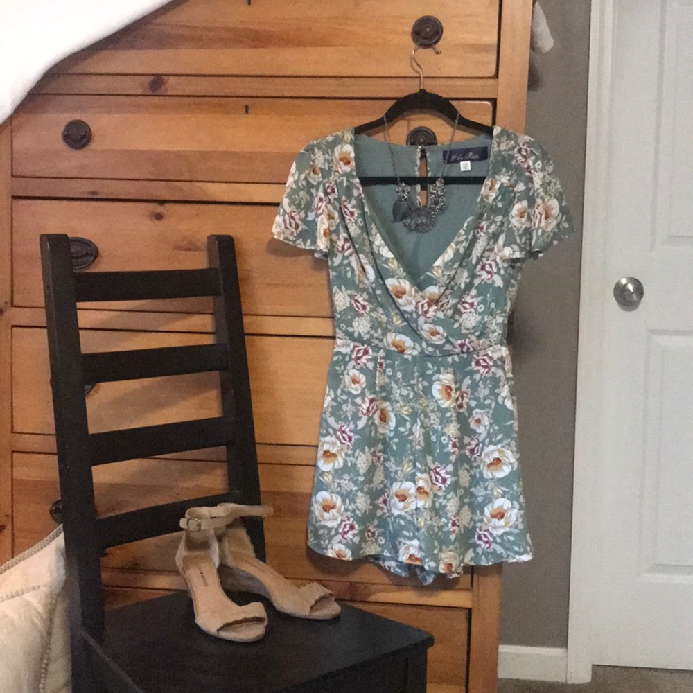 Green Floral Romper